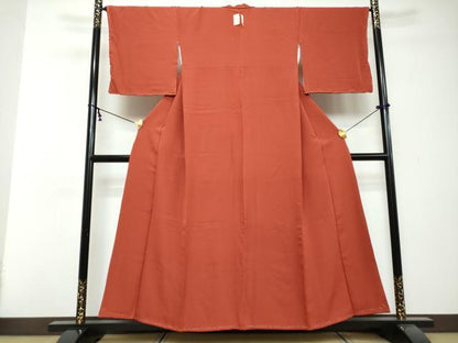平和屋着物●上質な色無地　緋色　正絹　逸品　未使用　DABI2653ud