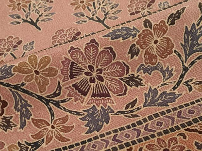 平和屋着物●訪問着　更紗洋花文　鬼しぼ縮緬　正絹　逸品　DABI2670ud