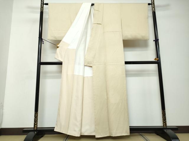 平和屋着物●無地絵羽訪問着　草花丸文　白橡色　正絹　逸品　DABI2672ud