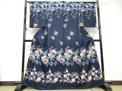 平和屋着物●訪問着　菱草花文　金彩　正絹　逸品　DABI2673ud