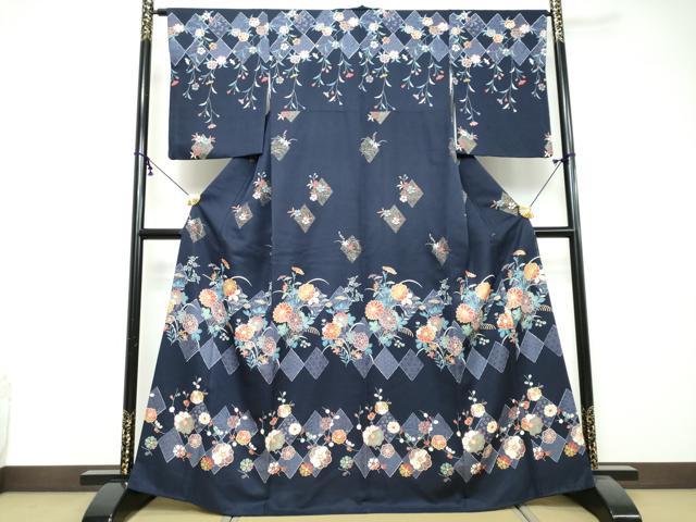 平和屋着物●訪問着　菱草花文　金彩　正絹　逸品　DABI2673ud