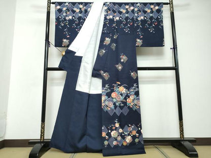 平和屋着物●訪問着　菱草花文　金彩　正絹　逸品　DABI2673ud