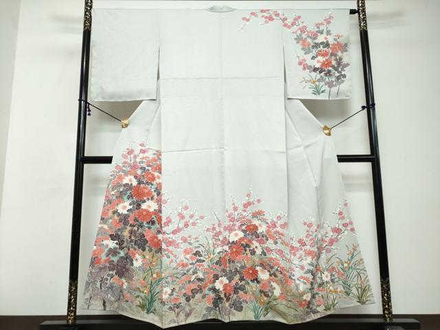平和屋着物●訪問着　草花文　金銀彩　正絹　逸品　未使用　DABI2683ud