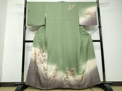 平和屋着物●訪問着　文箱草花文　暈し染め　金銀彩　正絹　逸品　DABI2684ud