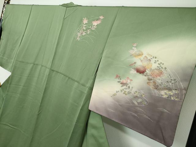 平和屋着物●訪問着　文箱草花文　暈し染め　金銀彩　正絹　逸品　DABI2684ud