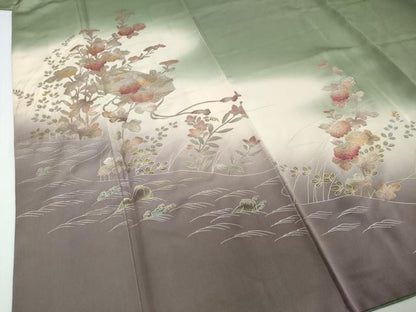 平和屋着物●訪問着　文箱草花文　暈し染め　金銀彩　正絹　逸品　DABI2684ud