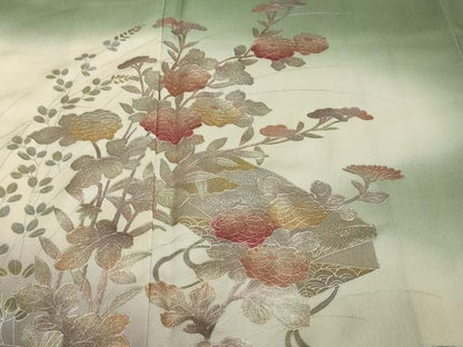 平和屋着物●訪問着　文箱草花文　暈し染め　金銀彩　正絹　逸品　DABI2684ud