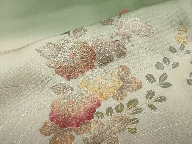 平和屋着物●訪問着　文箱草花文　暈し染め　金銀彩　正絹　逸品　DABI2684ud