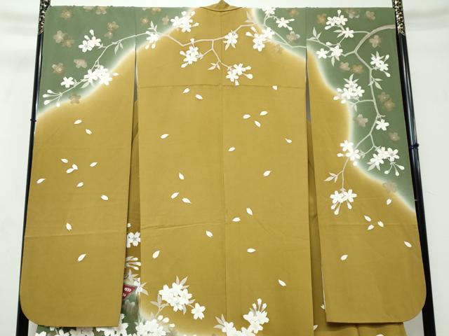 平和屋着物●豪華振袖　花蝶文　暈し染め　金彩　正絹　逸品　DABI2691ud