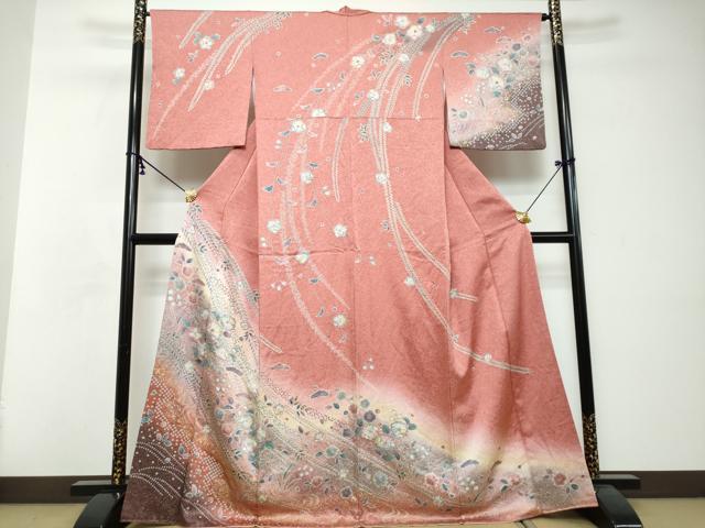 平和屋着物●訪問着　辻が花　暈し染め　金彩　正絹　逸品　DABI2692ud