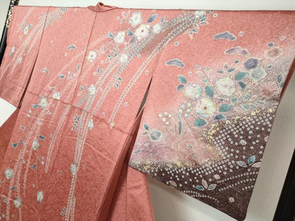 平和屋着物●訪問着　辻が花　暈し染め　金彩　正絹　逸品　DABI2692ud
