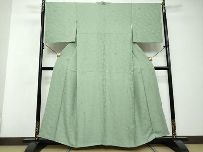 平和屋着物●上質な小紋　寿光織K24　花菱文　金糸　正絹　逸品　DABI2695ud
