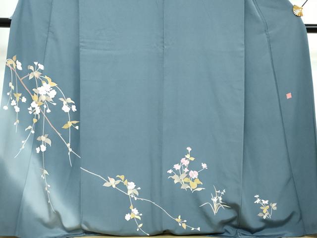 平和屋着物●訪問着　友禅　作家物　草花文　暈し染め　正絹　逸品　DABI2698ud
