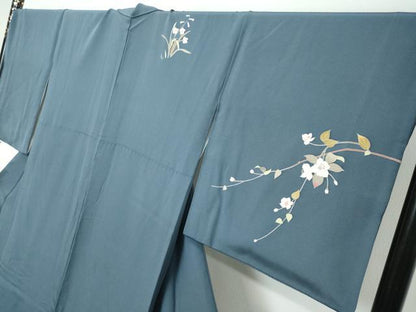 平和屋着物●訪問着　友禅　作家物　草花文　暈し染め　正絹　逸品　DABI2698ud
