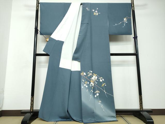 平和屋着物●訪問着　友禅　作家物　草花文　暈し染め　正絹　逸品　DABI2698ud