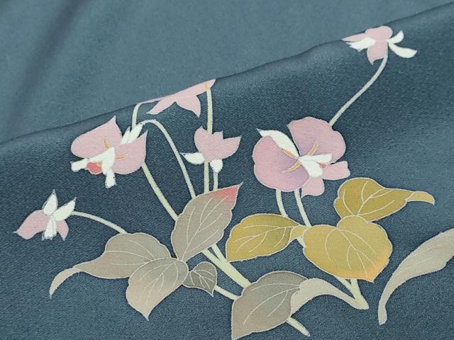 平和屋着物●訪問着　友禅　作家物　草花文　暈し染め　正絹　逸品　DABI2698ud