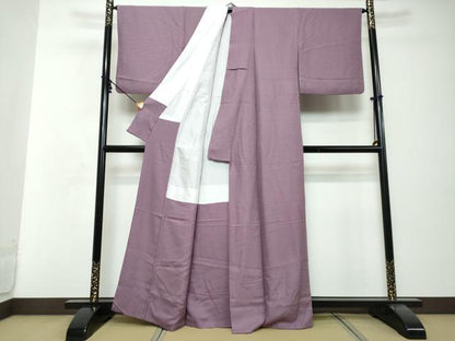 平和屋着物●上質な色無地　花唐草地紋　京紫色　正絹　逸品　DABI2699ud