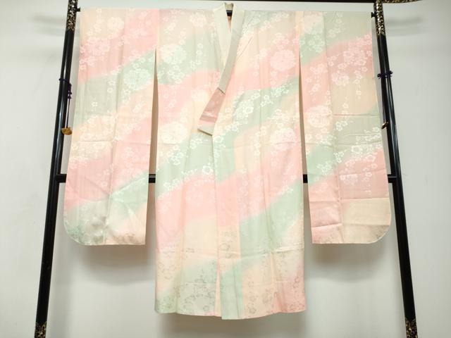 平和屋着物●振袖用長襦袢　無双仕立て　枝花地紋　暈し染め　やまと誂製　正絹　逸品　DABI2702ud