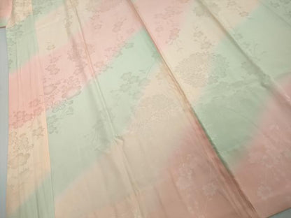 平和屋着物●振袖用長襦袢　無双仕立て　枝花地紋　暈し染め　やまと誂製　正絹　逸品　DABI2702ud