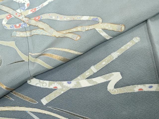 平和屋着物●訪問着　駒刺繍　吉祥熨斗楽器文　暈し染め　金彩　正絹　逸品　DABI2706ud