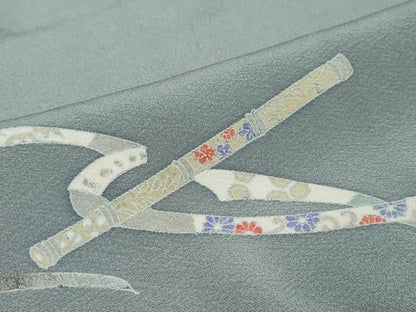 平和屋着物●訪問着　駒刺繍　吉祥熨斗楽器文　暈し染め　金彩　正絹　逸品　DABI2706ud