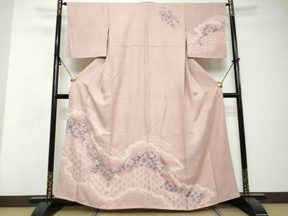 平和屋着物●訪問着　絞り　更紗花唐草文　正絹　逸品　DABI2709ud