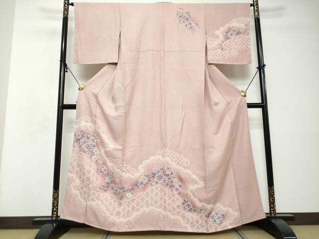 平和屋着物●訪問着　絞り　更紗花唐草文　正絹　逸品　DABI2709ud