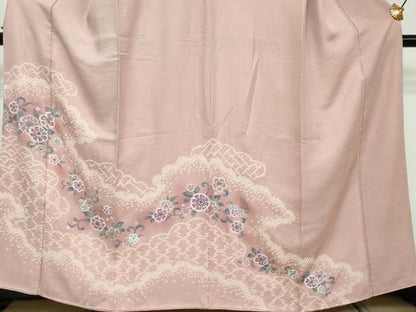 平和屋着物●訪問着　絞り　更紗花唐草文　正絹　逸品　DABI2709ud