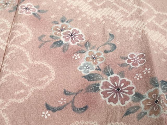 平和屋着物●訪問着　絞り　更紗花唐草文　正絹　逸品　DABI2709ud