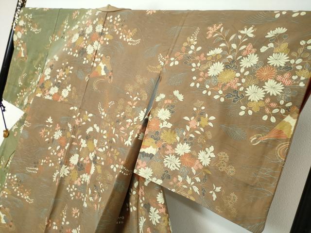 平和屋着物●訪問着　扇面草花文　暈し染め　金彩　正絹　逸品　DABI2710ud