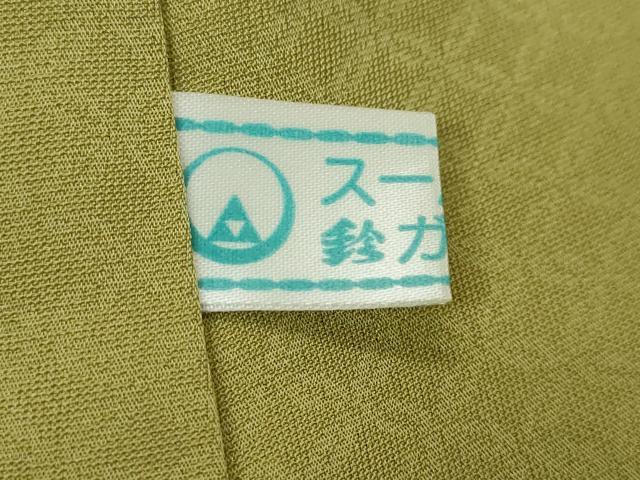 平和屋着物●上質な色無地　吉祥花地紋　抹茶色　鈴乃屋扱い　正絹　逸品　未使用　DABI2711ud
