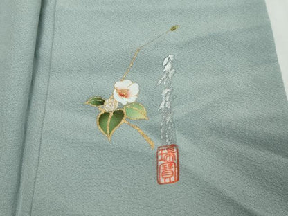 平和屋着物●本草木染作家　瑞鳳　色無地　空色　正絹　逸品　DABI2714ud