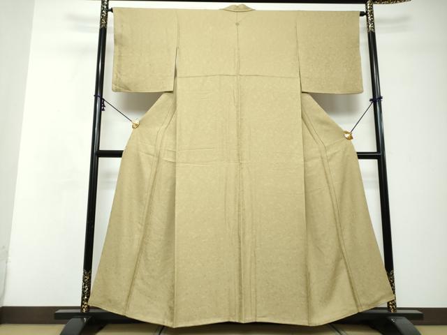 平和屋着物●上質な色無地　花鳥地紋　木蘭色　やまと誂製　正絹　逸品　DABI2715ud