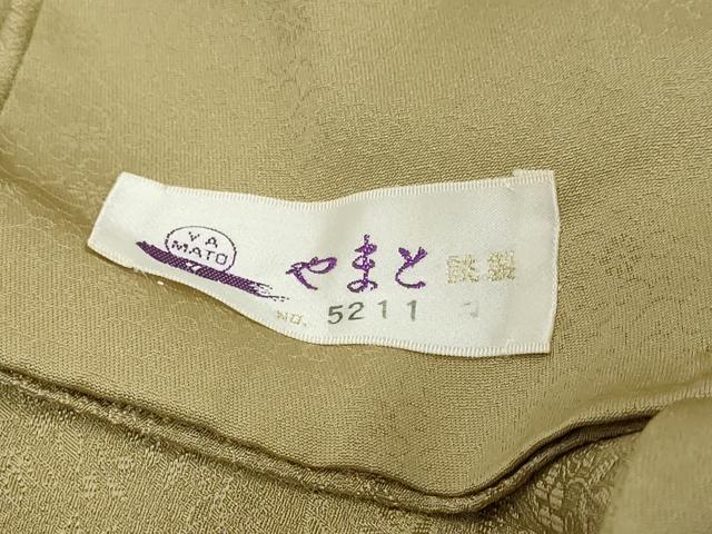 平和屋着物●上質な色無地　花鳥地紋　木蘭色　やまと誂製　正絹　逸品　DABI2715ud