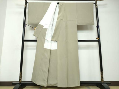 平和屋着物●上質な色無地　砂色　正絹　逸品　DABI2716ud