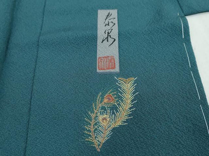 平和屋着物●上質な色無地　作家物　納戸色　正絹　逸品　未使用　DABI2717ud