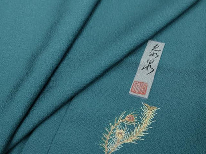 平和屋着物●上質な色無地　作家物　納戸色　正絹　逸品　未使用　DABI2717ud