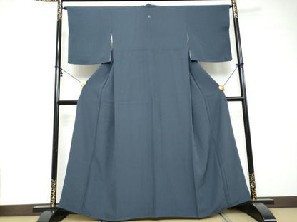平和屋着物●上質な色無地　紺色　正絹　逸品　DABI2718ud