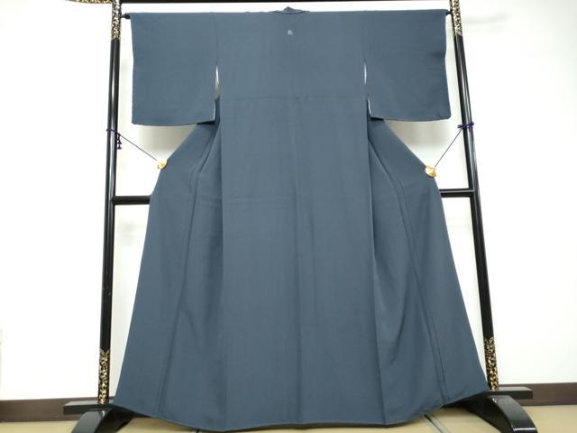 平和屋着物●上質な色無地　紺色　正絹　逸品　DABI2718ud