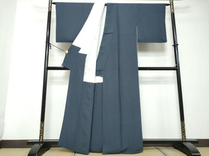 平和屋着物●上質な色無地　紺色　正絹　逸品　DABI2718ud