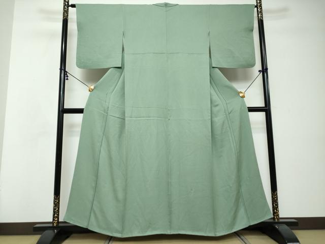 平和屋着物●上質な色無地　霞地紋　錆青磁色　正絹　逸品　DABI2719ud