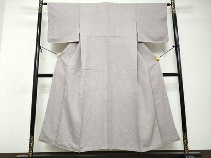 平和屋着物●上質な色無地　流水草花地紋　牡丹鼠色　正絹　逸品　DABI2722ud