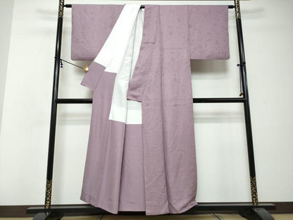 平和屋着物●上質な色無地　辻が花地紋　浅紫色　正絹　逸品　DABI2732ud