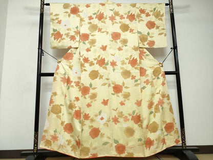 平和屋着物●上質な小紋　地紋起こし　草花文　正絹　逸品　DABI2739ud