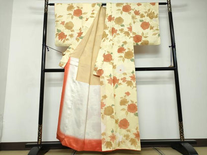 平和屋着物●上質な小紋　地紋起こし　草花文　正絹　逸品　DABI2739ud