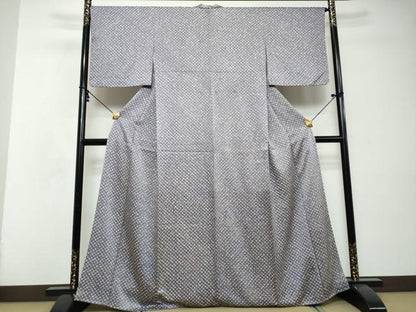 平和屋着物▼上質な小紋　総絞り　菱文　正絹　逸品　DABI2741ud