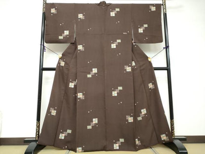 平和屋着物●上質な小紋　色紙重ね草花文　正絹　逸品　DABI2742ud