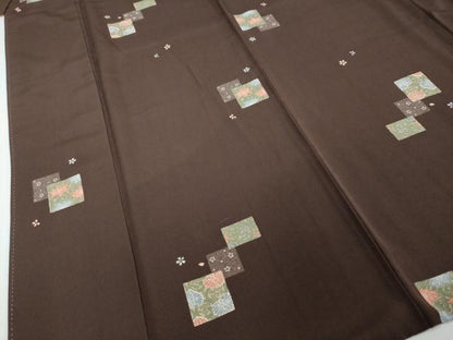 平和屋着物●上質な小紋　色紙重ね草花文　正絹　逸品　DABI2742ud