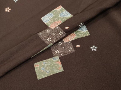平和屋着物●上質な小紋　色紙重ね草花文　正絹　逸品　DABI2742ud