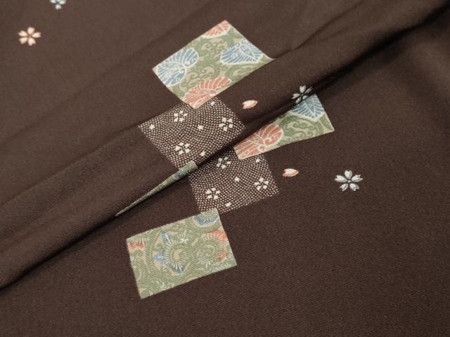 平和屋着物●上質な小紋　色紙重ね草花文　正絹　逸品　DABI2742ud